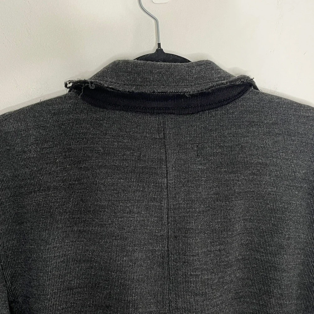 RNT23 Mens‎ XXL (44 US)Dark Gray Knit Blazer Jacket Raw Edge Elbow Patch Casual